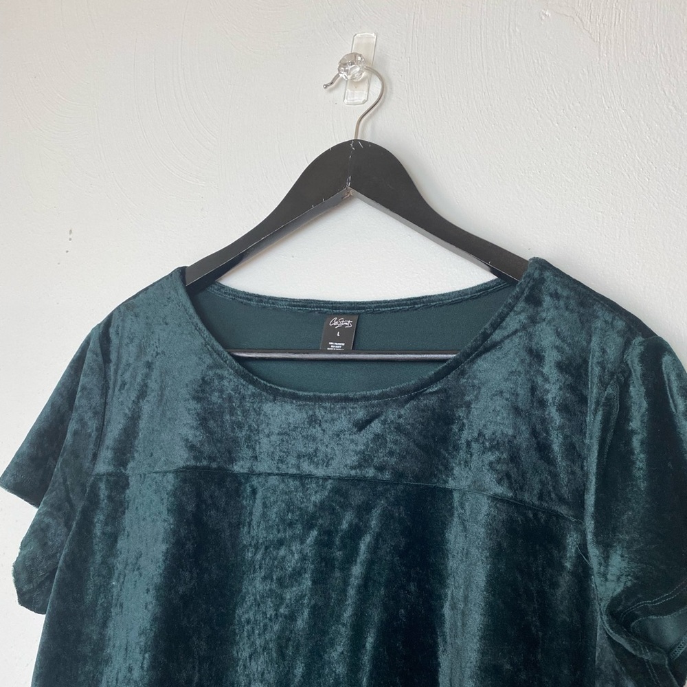City Streets. Velvetizes Crushed Top.  (Blouse)  Green. Sz L. - Picture 3 of 8